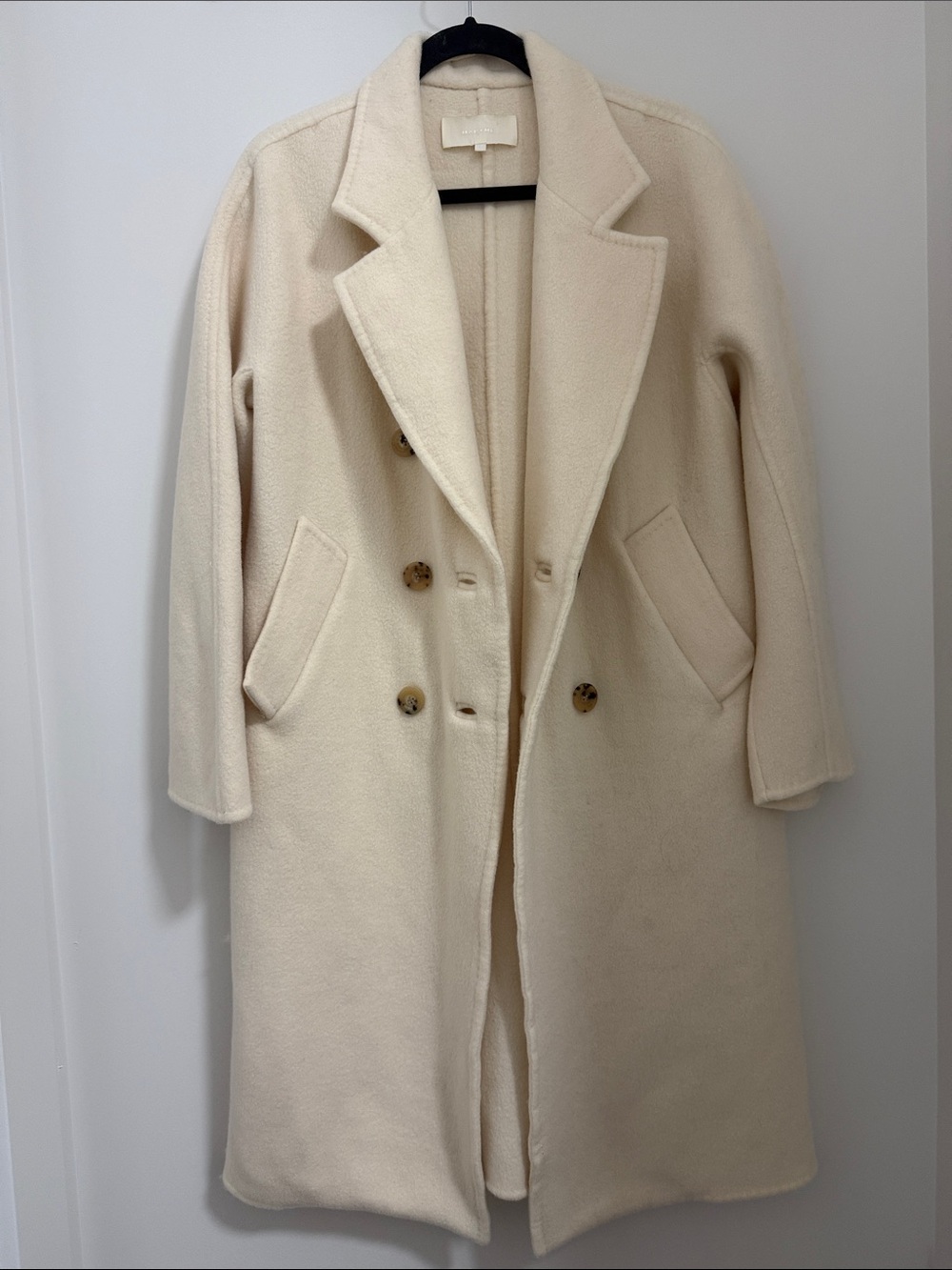 Mary Me 100% Australian Long Wool Coat Cream